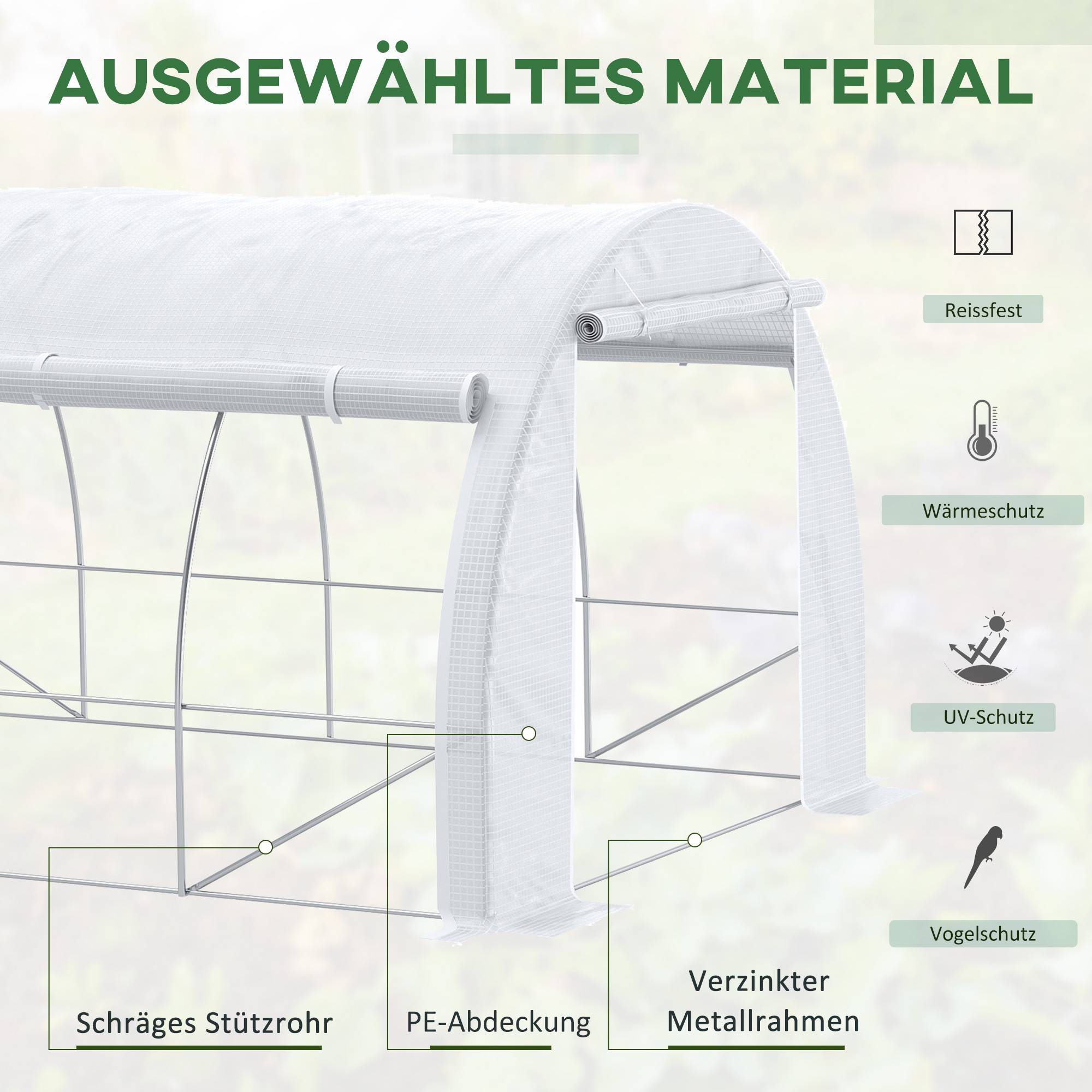 Serre Tunnel Jardin Acier Galvanisé 12m² 4x3m Protection Hiver 8 Fenêtres Blanc - ComfortXL Outdoor Living - Image 4