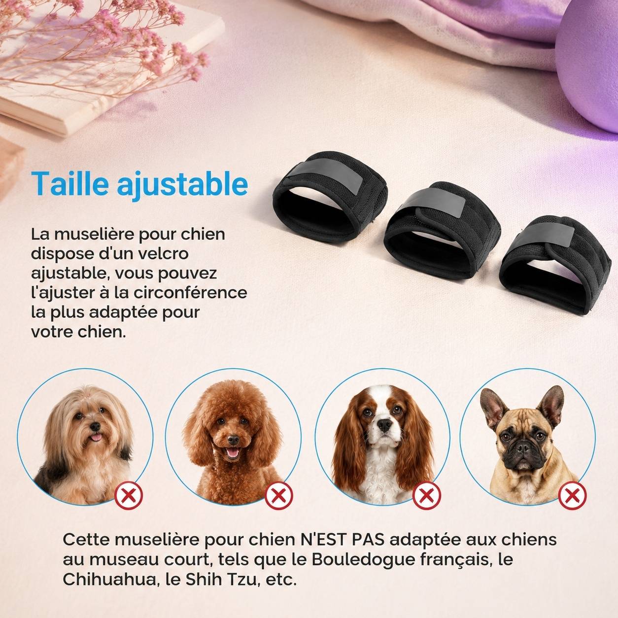 Muselière pour Chien Réglable Nylon Confortable Respirant Anti Mordage Aboiement - Image 5