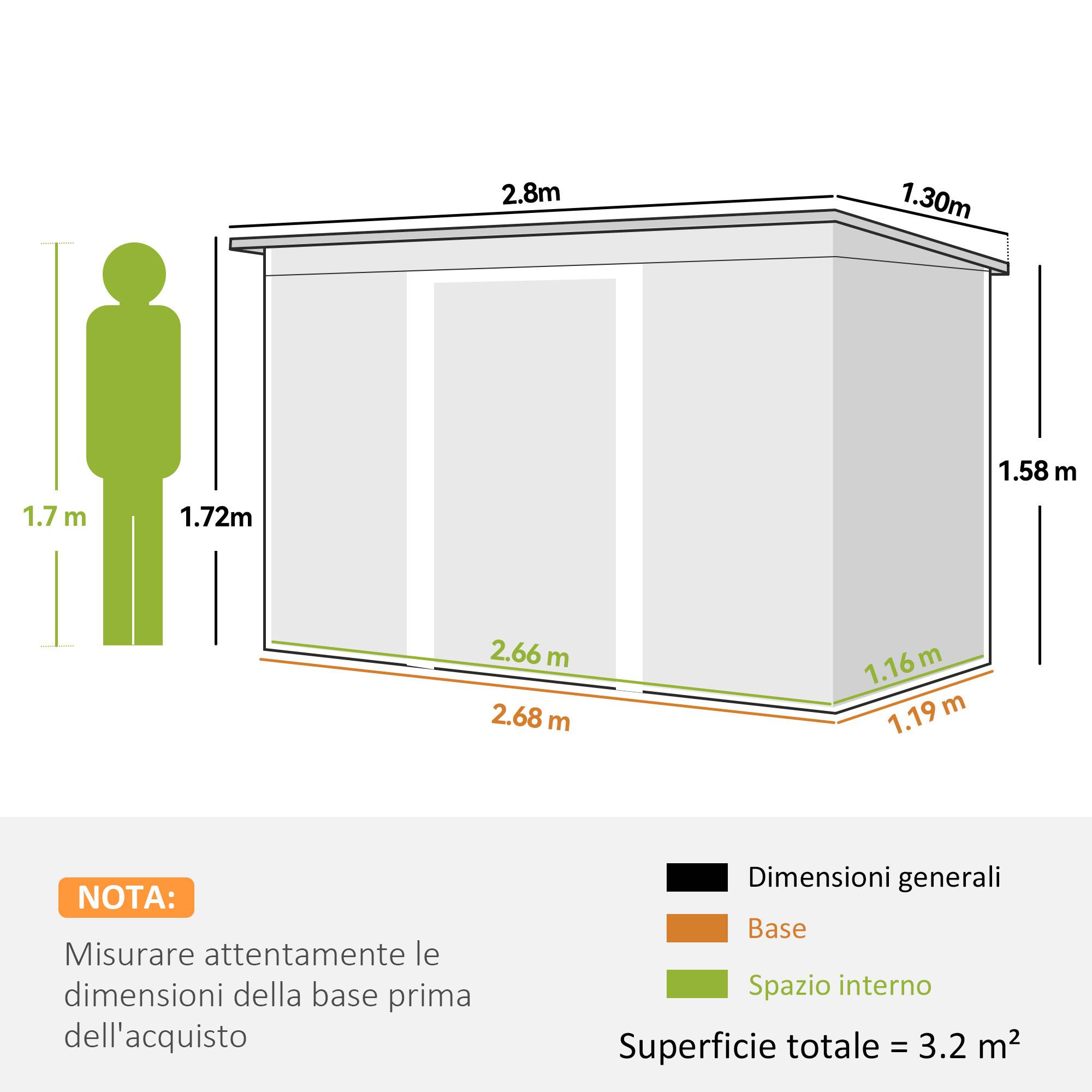 Sans Marque - Abri jardin acier galvanisé 3,2m² fondation aérations toit pente double porte coulissante vert clair - Image 5