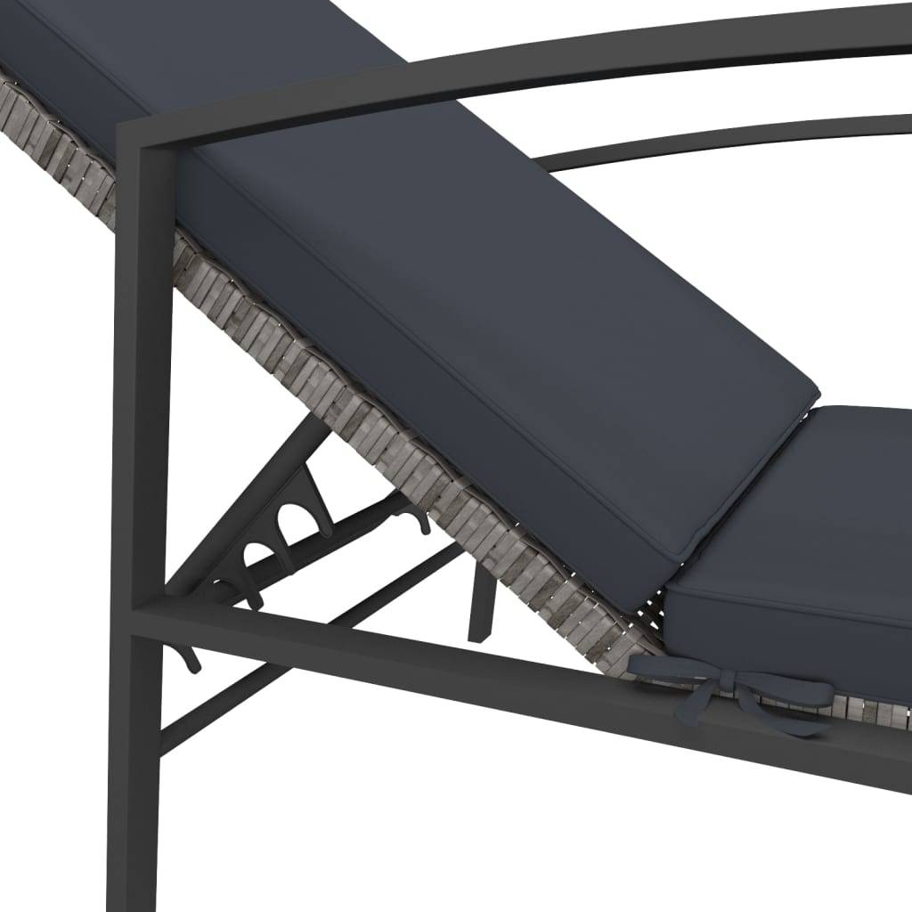 Helloshop26 - Lot de 2 transats chaise longue bain de soleil lit de jardin terrasse meuble d'extérieur avec table résine tressée gris - Imagen 6