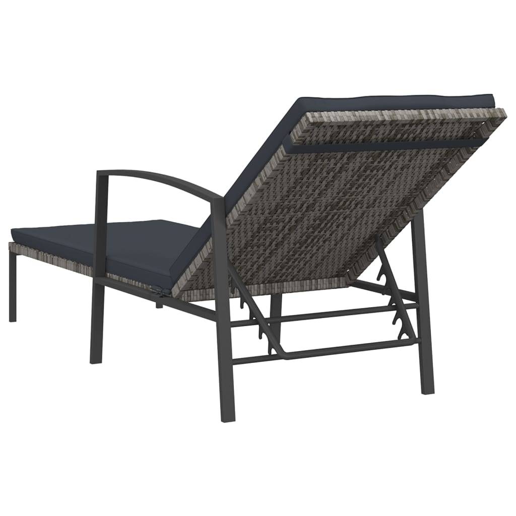 Helloshop26 - Lot de 2 transats chaise longue bain de soleil lit de jardin terrasse meuble d'extérieur avec table résine tressée gris - Imagen 5