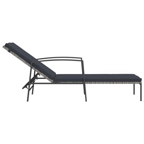 Helloshop26 - Lot de 2 transats chaise longue bain de soleil lit de jardin terrasse meuble d'extérieur avec table résine tressée gris - Imagen 4