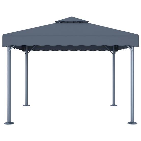 Pavillon d'Extérieur en Aluminium avec Double Toit et Éclairage LED Solaire Anthracite 3x3 m – ComfortXL Outdoor Living - Image 4