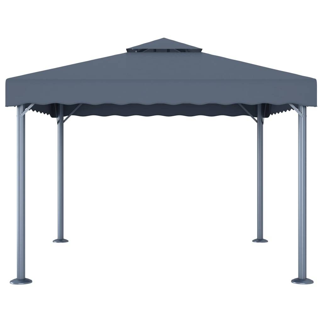 Pavillon d'Extérieur en Aluminium avec Double Toit et Éclairage LED Solaire Anthracite 3x3 m – ComfortXL Outdoor Living - Image 4