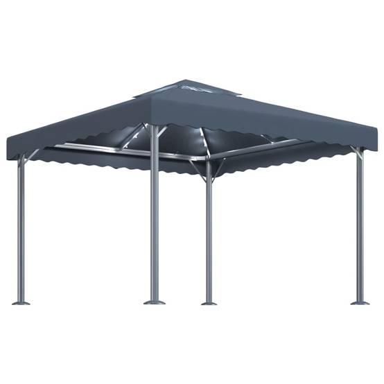 Pavillon d'Extérieur en Aluminium avec Double Toit et Éclairage LED Solaire Anthracite 3x3 m – ComfortXL Outdoor Living - Image 2