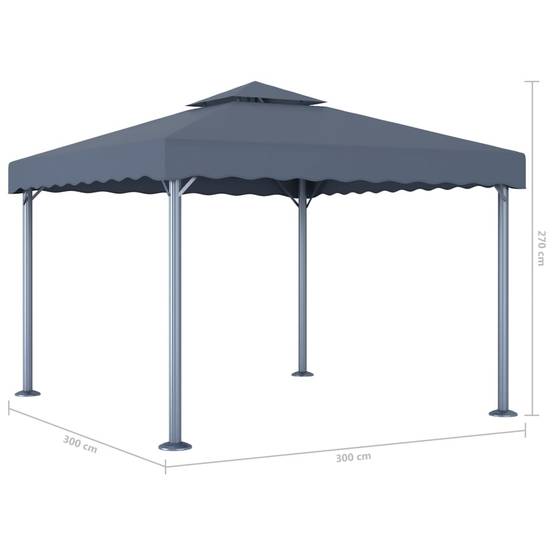 Pavillon d'Extérieur en Aluminium avec Double Toit et Éclairage LED Solaire Anthracite 3x3 m – ComfortXL Outdoor Living - Image 8