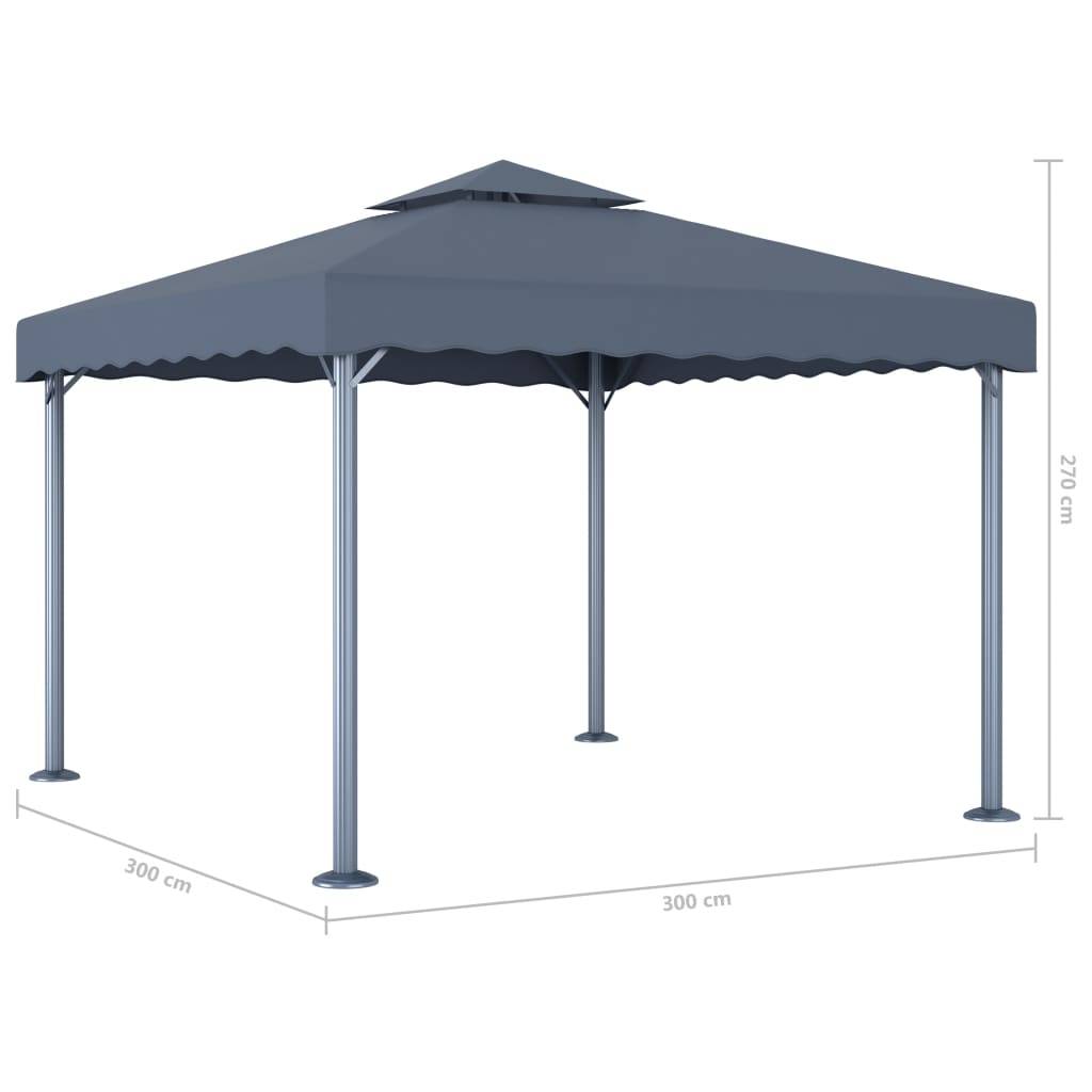 Pavillon d'Extérieur en Aluminium avec Double Toit et Éclairage LED Solaire Anthracite 3x3 m – ComfortXL Outdoor Living - Image 8