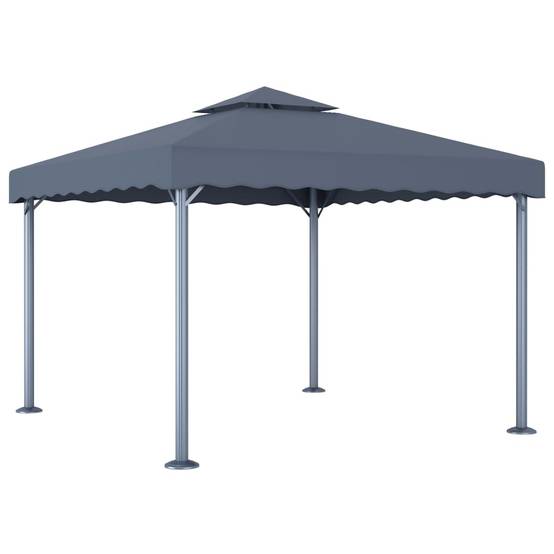 Pavillon d'Extérieur en Aluminium avec Double Toit et Éclairage LED Solaire Anthracite 3x3 m – ComfortXL Outdoor Living - Image 3