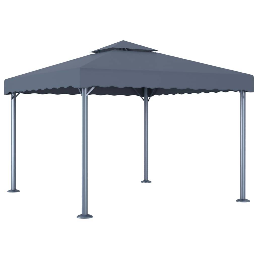 Pavillon d'Extérieur en Aluminium avec Double Toit et Éclairage LED Solaire Anthracite 3x3 m – ComfortXL Outdoor Living - Image 3