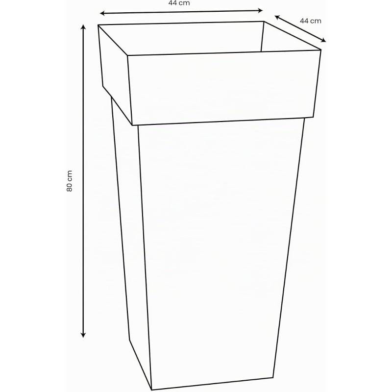 EDA Plastiques - Eda Pot De Fleurs Xxl Toscane - Carre - 43,3 X 43,3 X H 80 Cm - 98 L - Marron Taupe - Imagen 4
