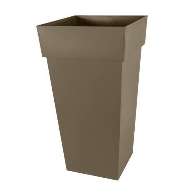 EDA Plastiques - Eda Pot De Fleurs Xxl Toscane - Carre - 43,3 X 43,3 X H 80 Cm - 98 L - Marron Taupe - Imagen 2