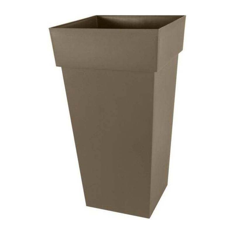 EDA Plastiques - Eda Pot De Fleurs Xxl Toscane - Carre - 43,3 X 43,3 X H 80 Cm - 98 L - Marron Taupe - Imagen 1