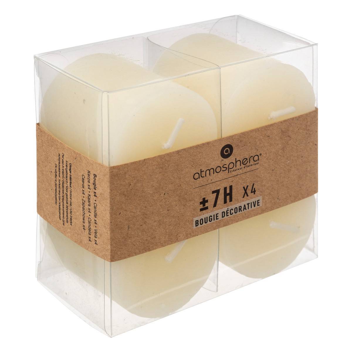 Atmosphera - Lot de 4 bougies rustiques 60g blanc ivoire - Atmosphera Créateur d'intérieur - Imagen 2