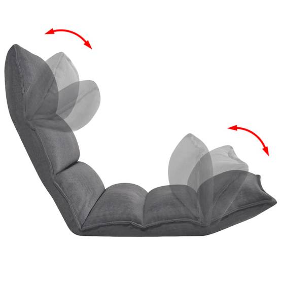 Chaise longue | Transat | Bain de soleil pliable de sol Gris Tissu - Image 4