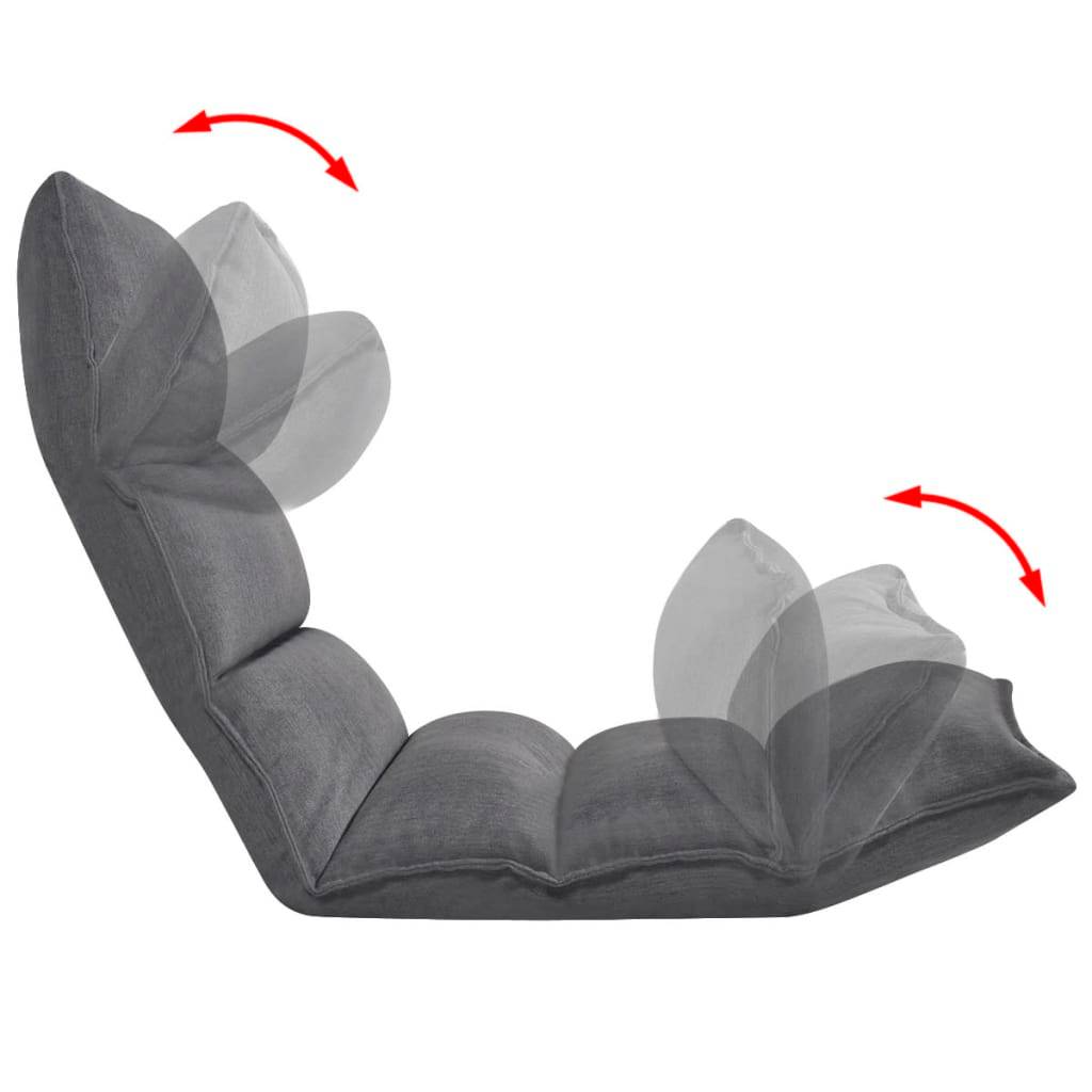 Chaise longue | Transat | Bain de soleil pliable de sol Gris Tissu - Image 4