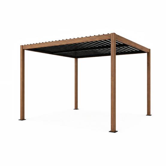 Pergola bioclimatique structure et lames orientables en aluminium vert 3x3m RHODES - Image 1