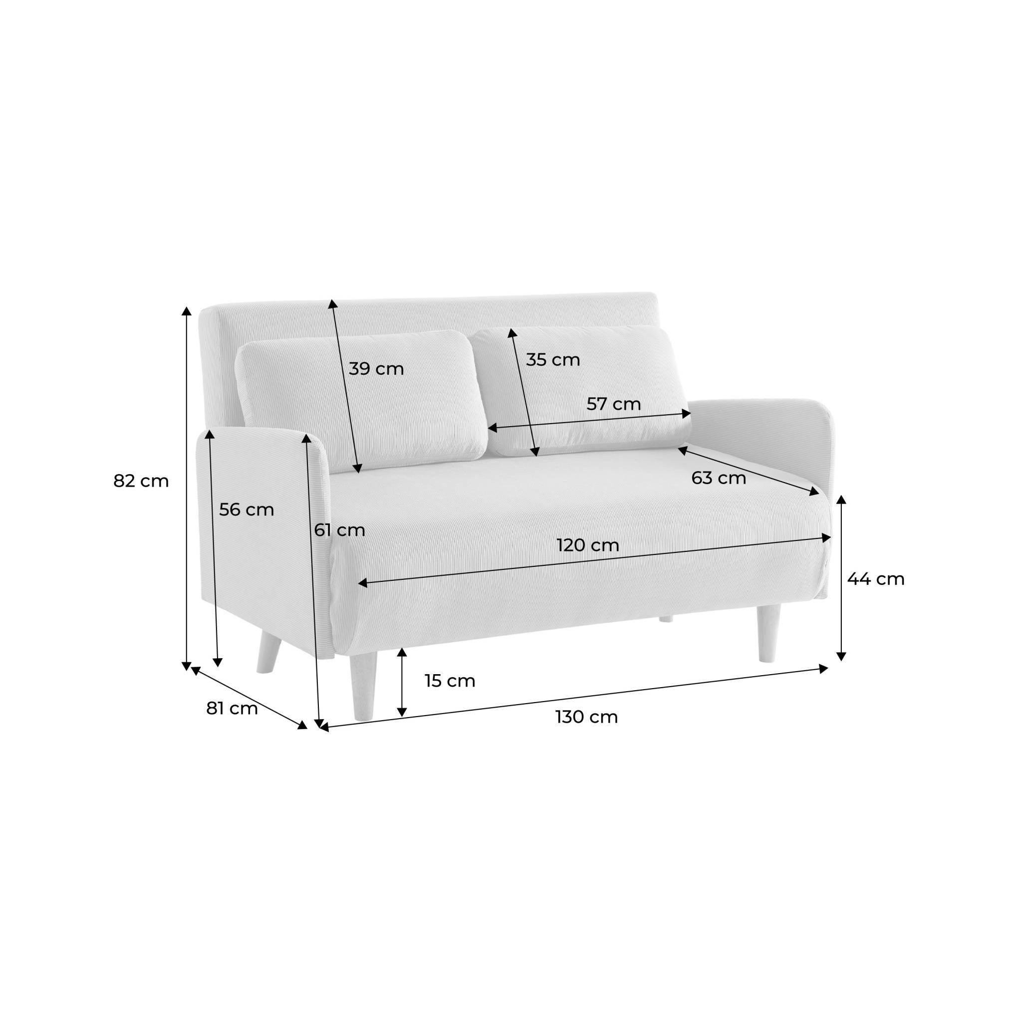 sweeek - Canapé convertible 2 places scandinave velours côtelé gris foncé - Panam - pieds bois. banquette. dossier inclinable | sweeek - Image 4