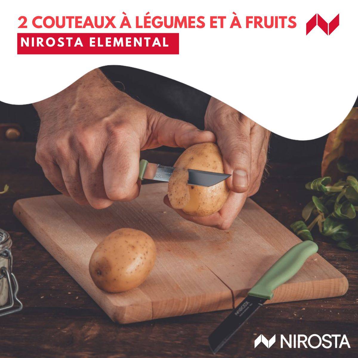 Set de 2 couteaux à légumes 19 cm Nirosta Elemental - Image 2