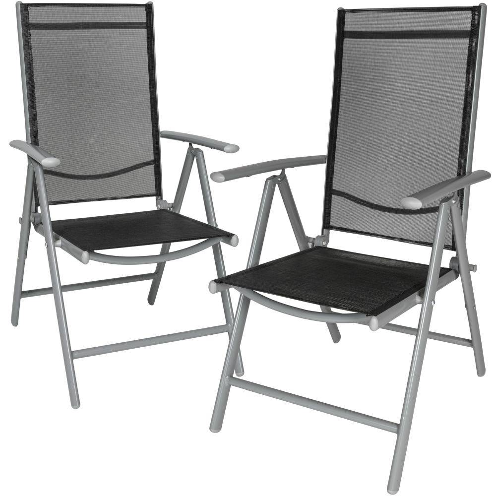 Helloshop26 - Lot de 2 chaises de jardin pliantes noir/gris - Imagen 1