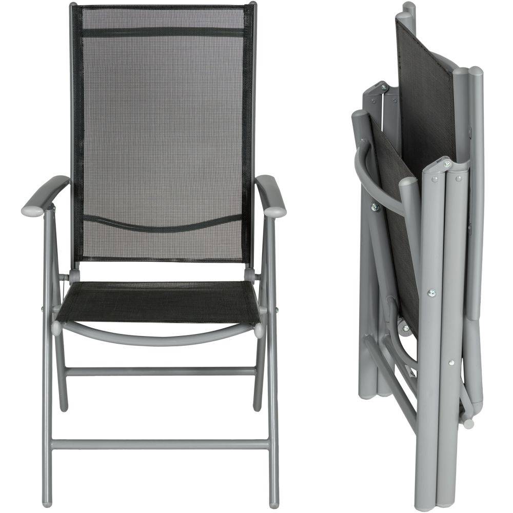 Helloshop26 - Lot de 2 chaises de jardin pliantes noir/gris - Imagen 4