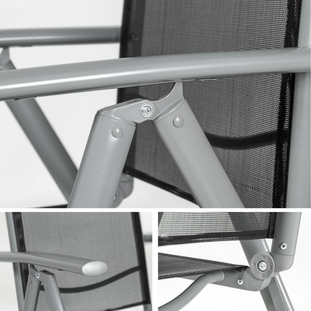 Helloshop26 - Lot de 2 chaises de jardin pliantes noir/gris - Imagen 2