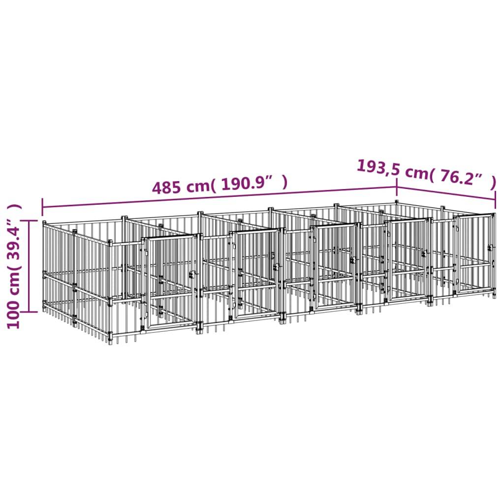 Vidaxl - Chenil d'extérieur pour chiens Acier 9,38 m² vidaXL 3124582 - Imagen 3