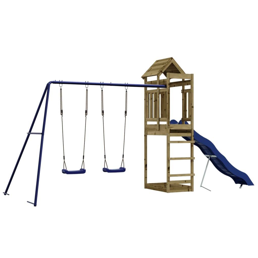 Helloshop26 - Aire de jeux d'extérieur balançoires toboggan portiques robuste jeux jardin 492 x 185 x 238 cm bois de pin imprégné - Imagen 1