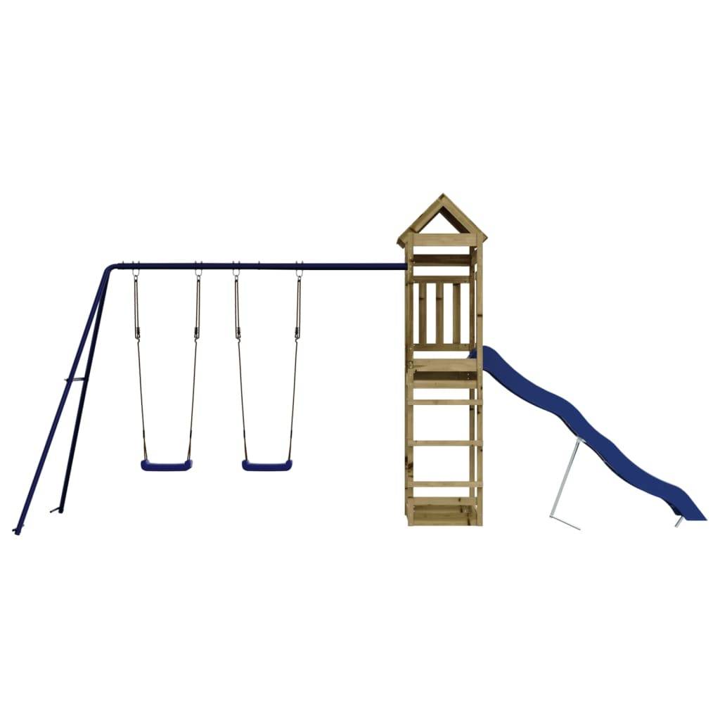 Helloshop26 - Aire de jeux d'extérieur balançoires toboggan portiques robuste jeux jardin 492 x 185 x 238 cm bois de pin imprégné - Imagen 2