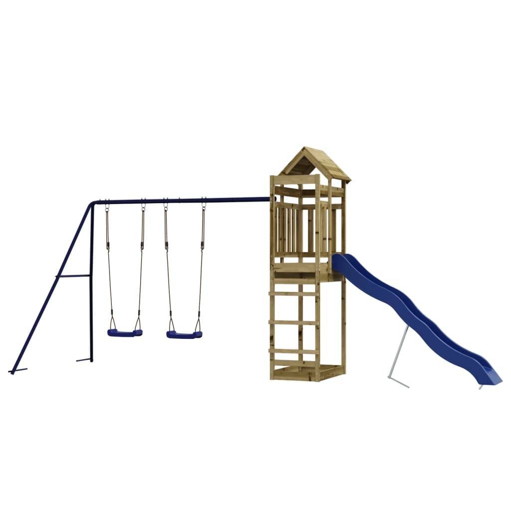 Helloshop26 - Aire de jeux d'extérieur balançoires toboggan portiques robuste jeux jardin 492 x 185 x 238 cm bois de pin imprégné - Imagen 3