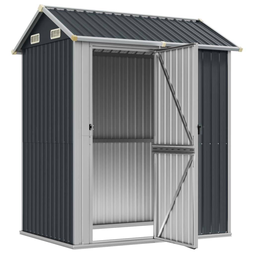 Helloshop26 - Abri de jardin cabane cabanon maison de stockage remise extérieur hangar outils robuste 192 x 152,5 x 237 cm acier galvanisé anthracite - Imagen 2