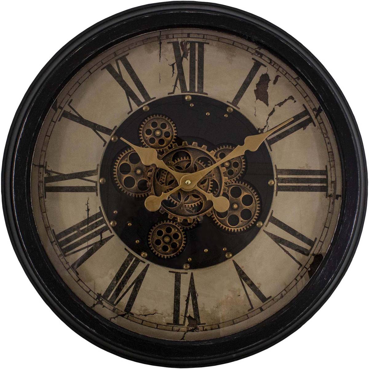 Antic Line Creations - Pendule industrielle cadran crème en fer 58 cm