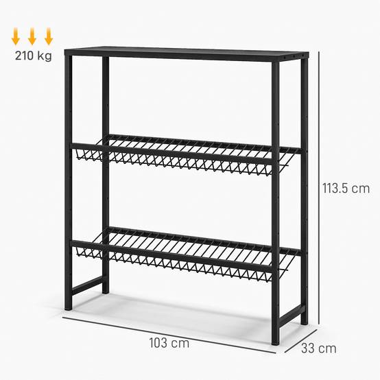Étagère de rangement réglable en hauteur, en métal robuste, design compact, capacité de charge de 210 kg, noire - Image 5