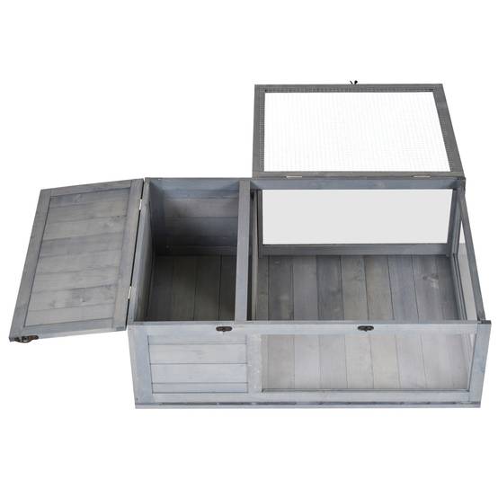 Maison enclos cage habitat pour petit animal tortues avec 2 espaces 91 x 60,5 x 32 cm bois massif gris - Image 2