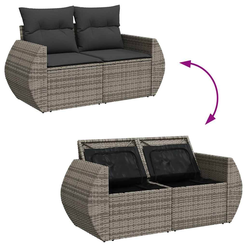 Salon de jardin 8 places résine tressée avec rangement et coussins pour extérieur Gris – ComfortXL Outdoor Living - Image 7
