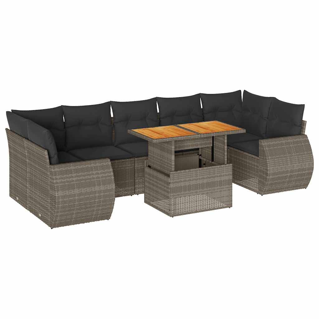 Salon de jardin 8 places résine tressée avec rangement et coussins pour extérieur Gris – ComfortXL Outdoor Living - Image 2
