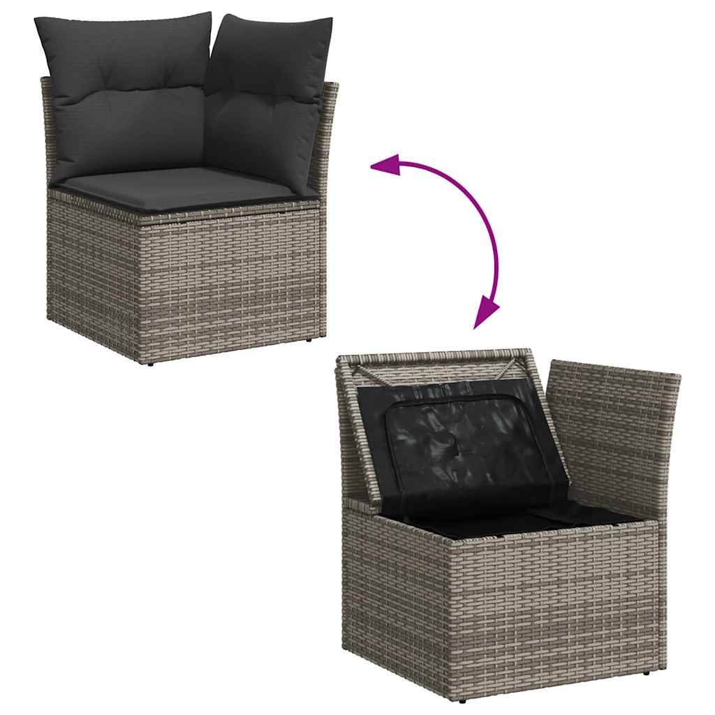 Salon de jardin 8 places résine tressée avec rangement et coussins pour extérieur Gris – ComfortXL Outdoor Living - Image 10