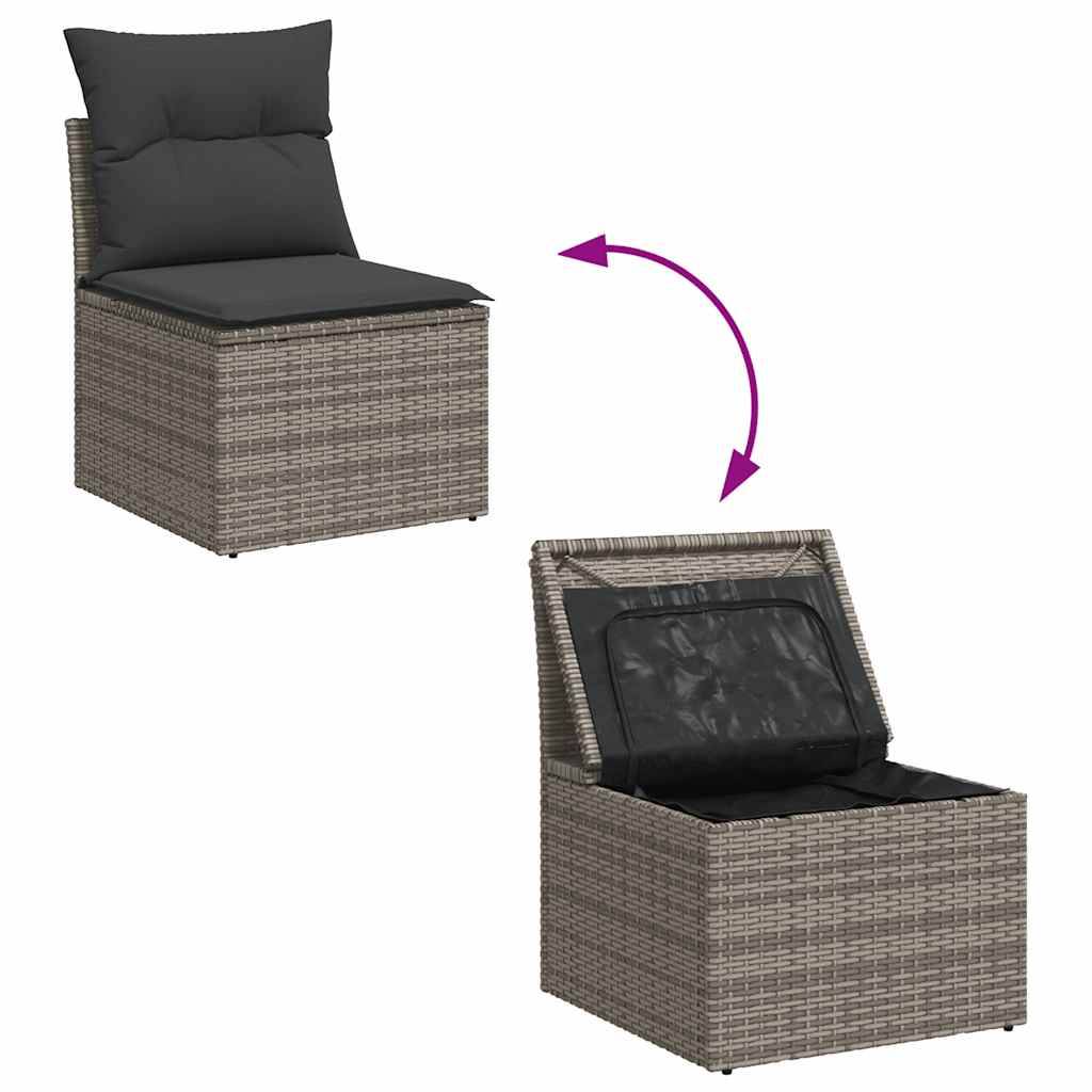 Salon de jardin 8 places résine tressée avec rangement et coussins pour extérieur Gris – ComfortXL Outdoor Living - Image 9