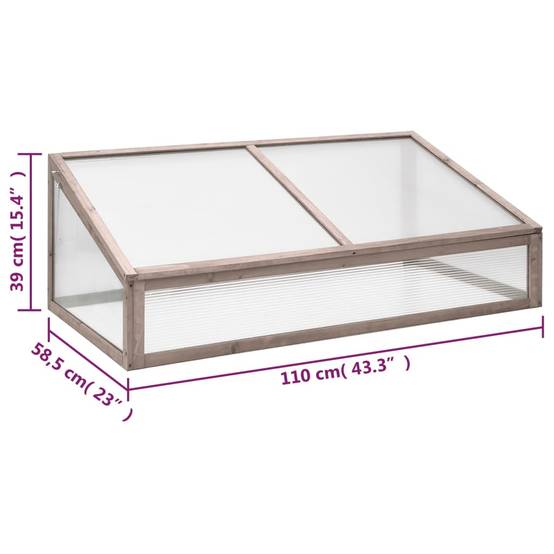 Serre Châssis Bois Sapin Gris 110x56cm Protection Gel Semis Potager - ComfortXL Outdoor Living - Image 7