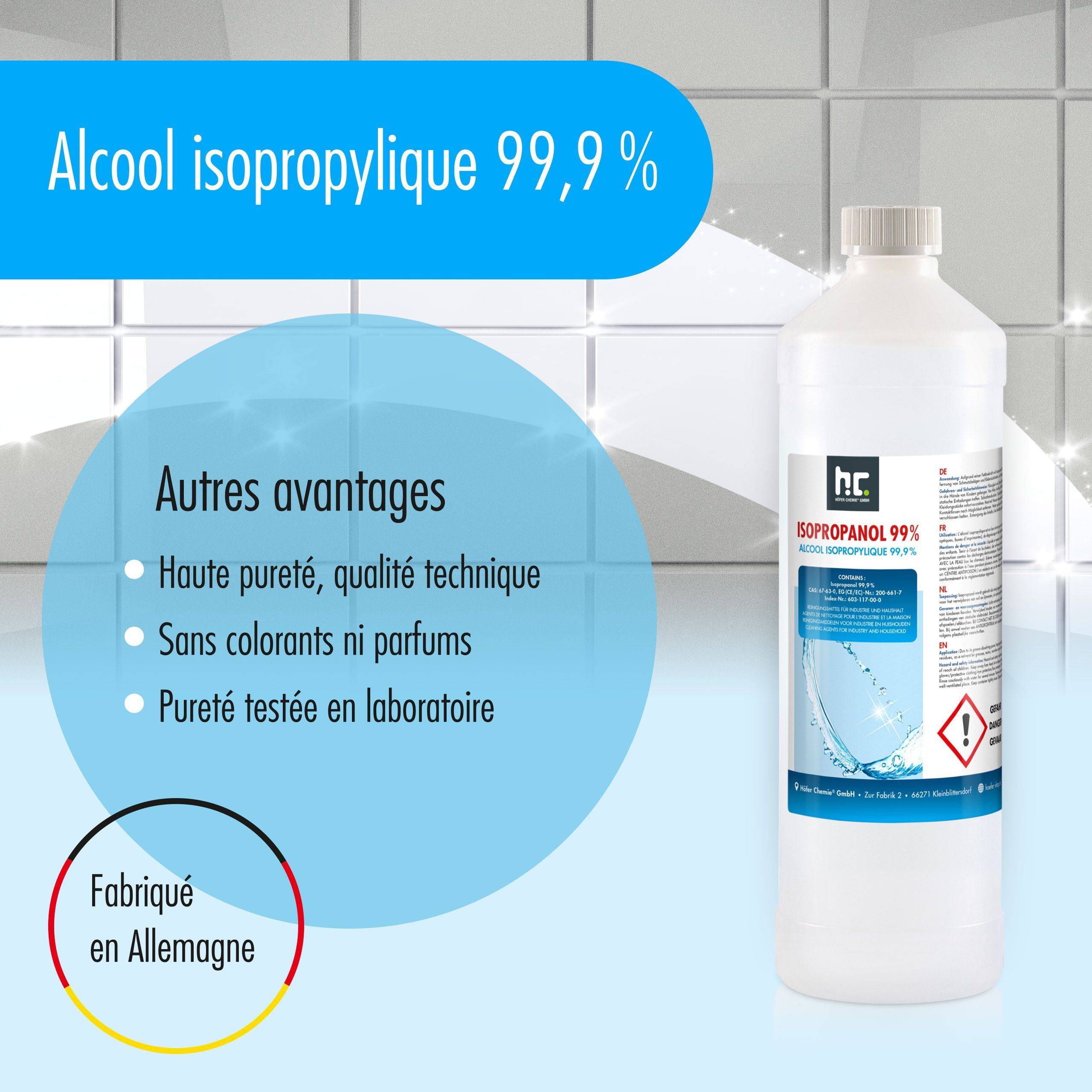 Alcool isopropylique 99,9% Höfer Chemie® en bouteille de 1 L x 540 - Image 5
