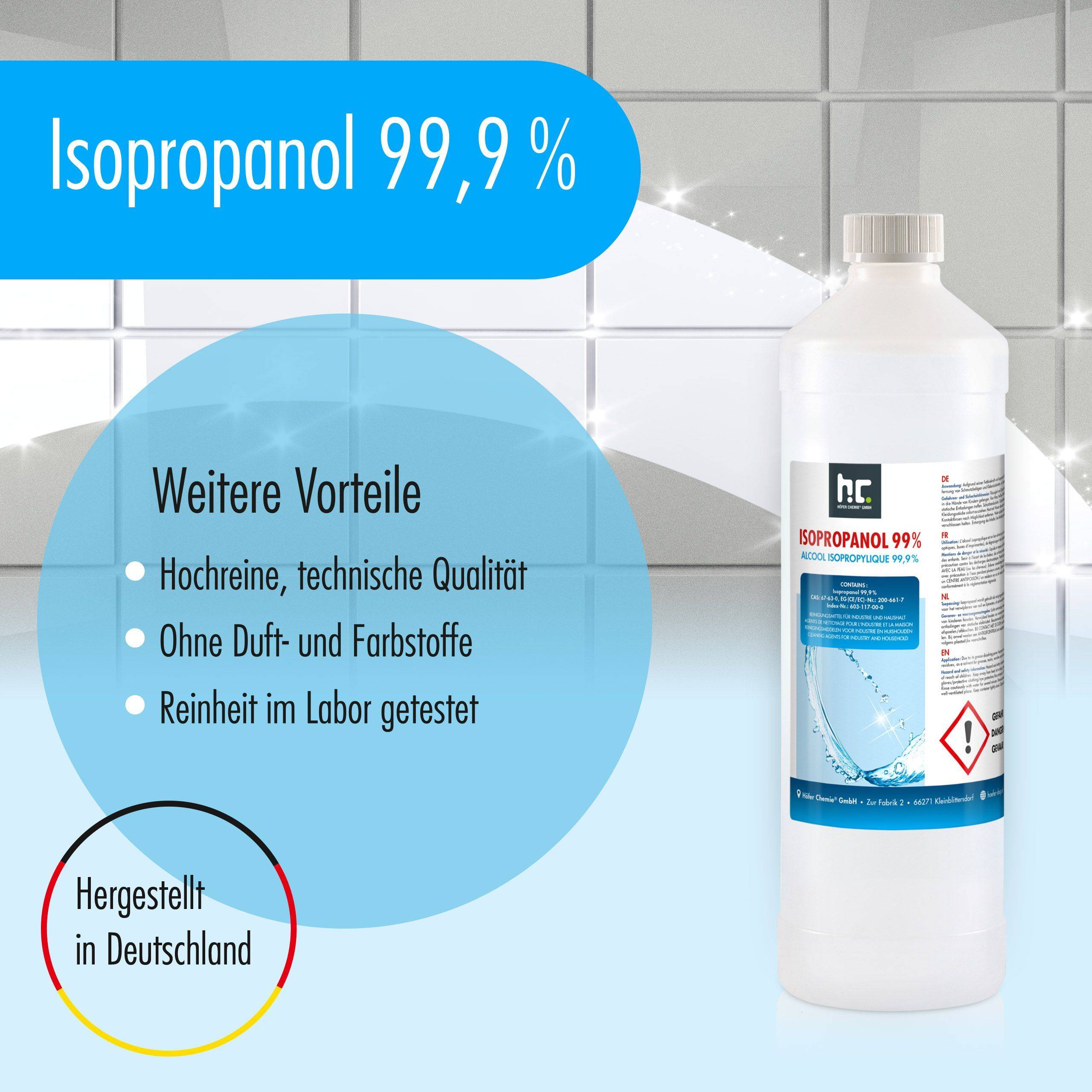Alcool isopropylique 99,9% Höfer Chemie® en bouteille de 1 L x 540 - Image 2