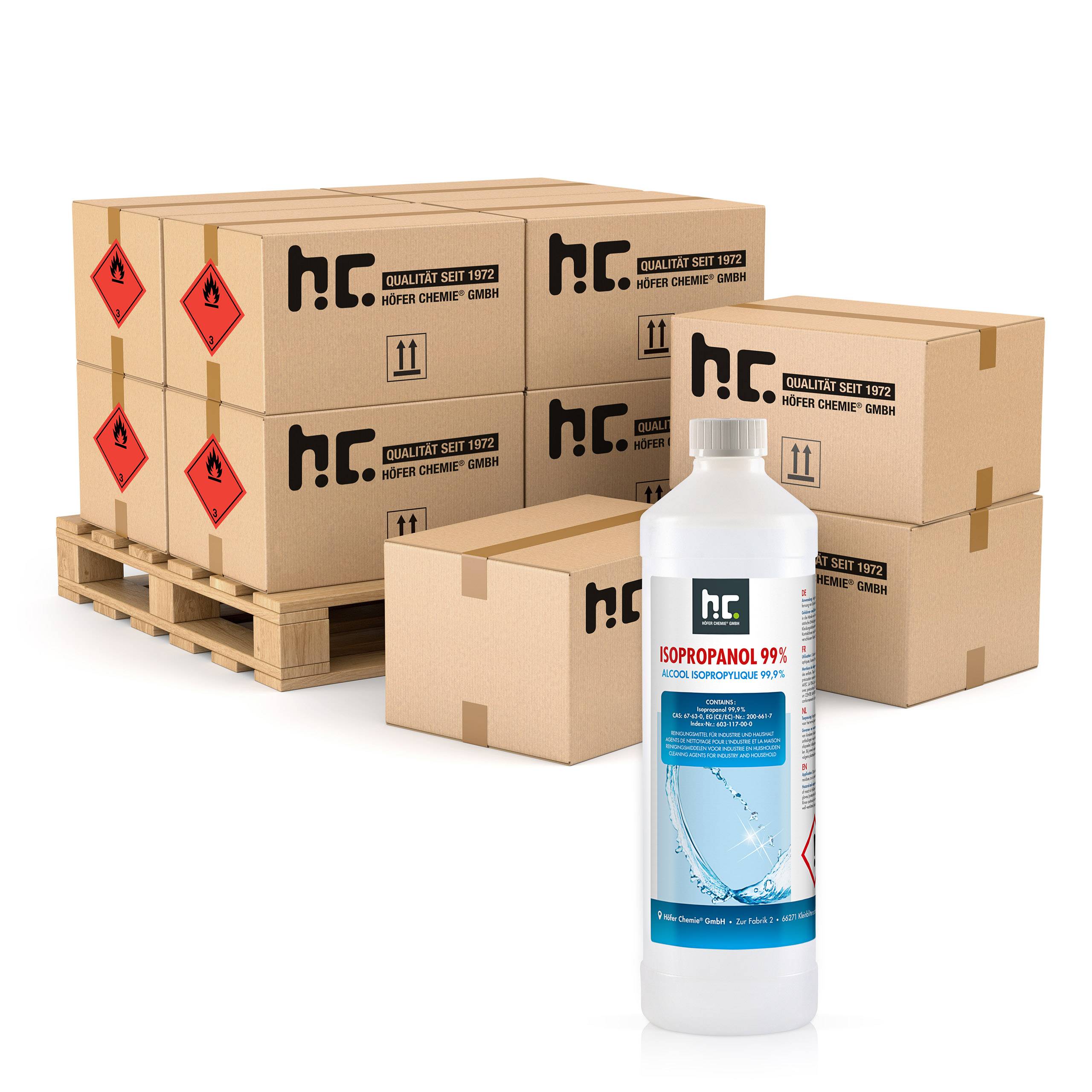 Alcool isopropylique 99,9% Höfer Chemie® en bouteille de 1 L x 540 - Image 1