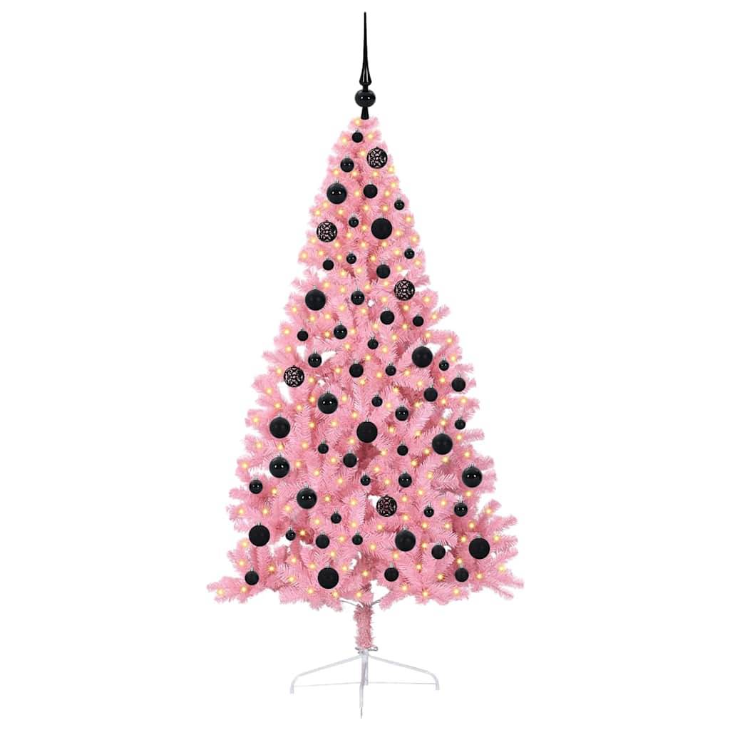 Vidaxl - Sapin de Noël artificiel pré-éclairé Rose 180 cm PVC vidaXL 3397077 - Image 4