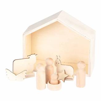 Crèche de Noël à Décorer en Bois "6 Sujets" Naturel