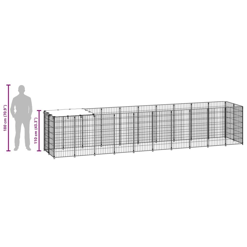 Vidaxl - Chenil Noir 6,05 m² Acier vidaXL 3082201 - Imagen 8