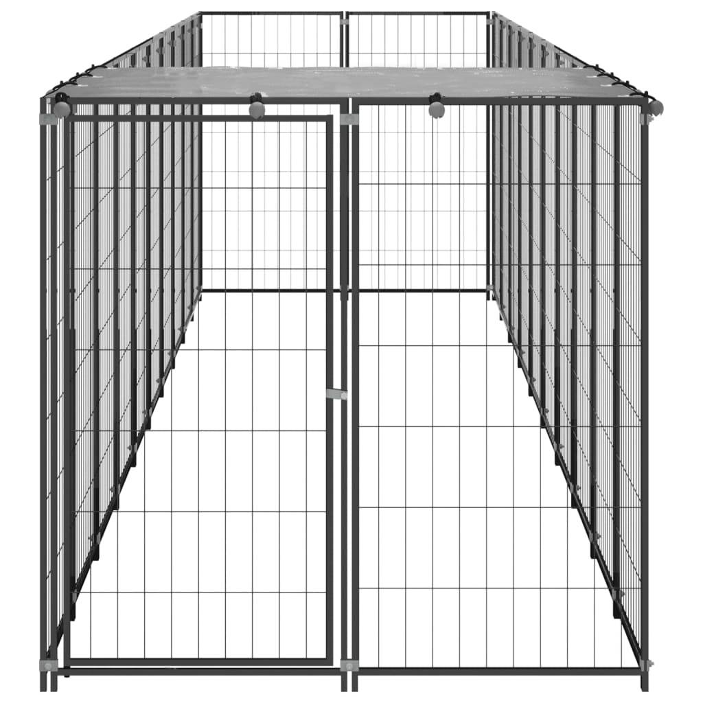 Vidaxl - Chenil Noir 6,05 m² Acier vidaXL 3082201 - Imagen 5