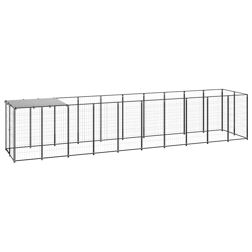 Vidaxl - Chenil Noir 6,05 m² Acier vidaXL 3082201 - Imagen 2