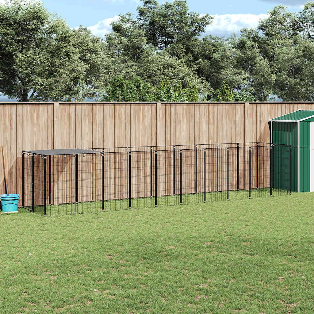 Vidaxl - Chenil Noir 6,05 m² Acier vidaXL 3082201 - Imagen 1