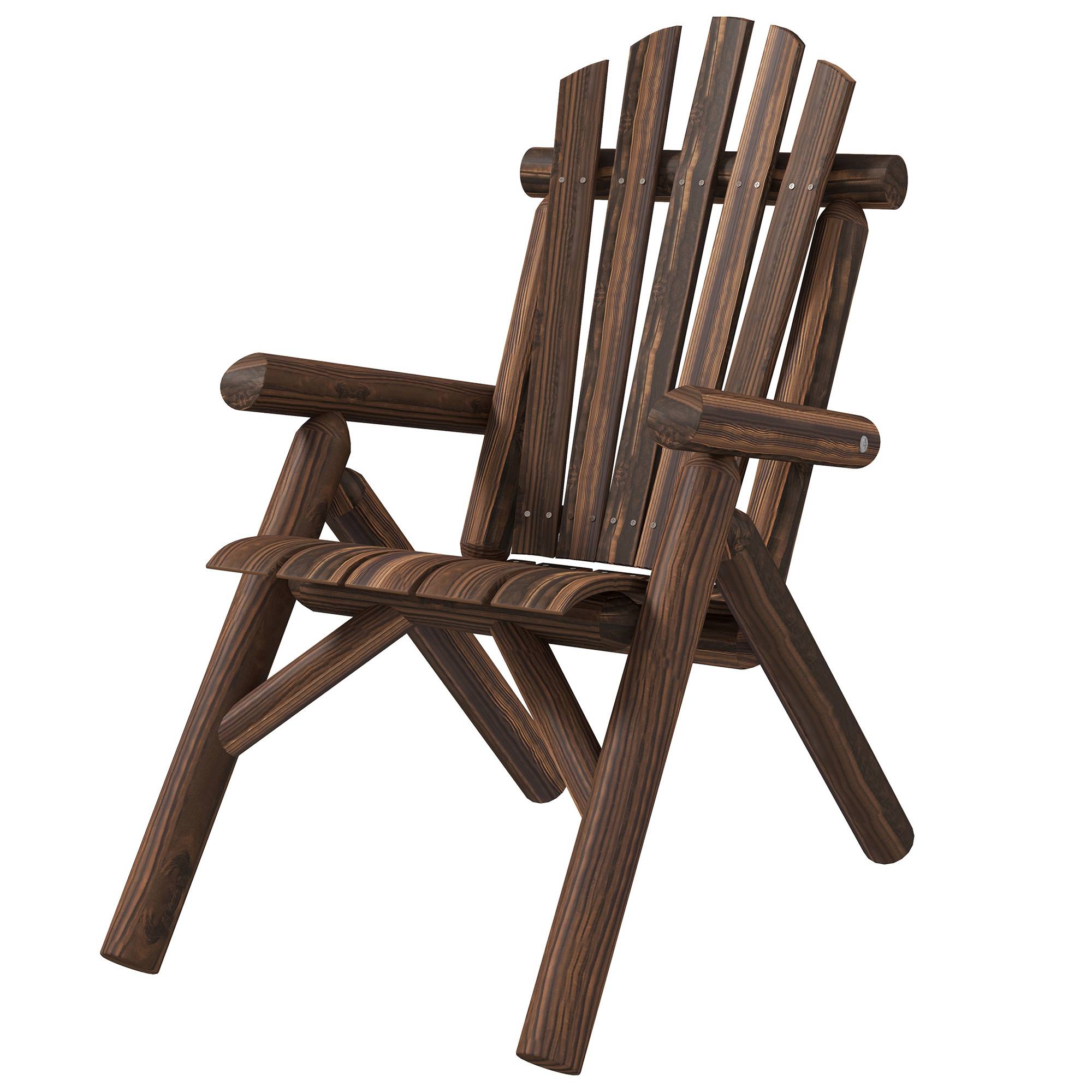 ComfortXL - Fauteuil Adirondack bois de sapin 83 x 68 x 101 cm finition brûlée extérieur dossier haut ergonomique - Image 2
