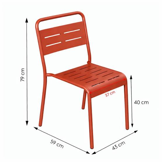 Ensemble de 4 chaises de jardin empilables terracotta BERGAME - Image 3