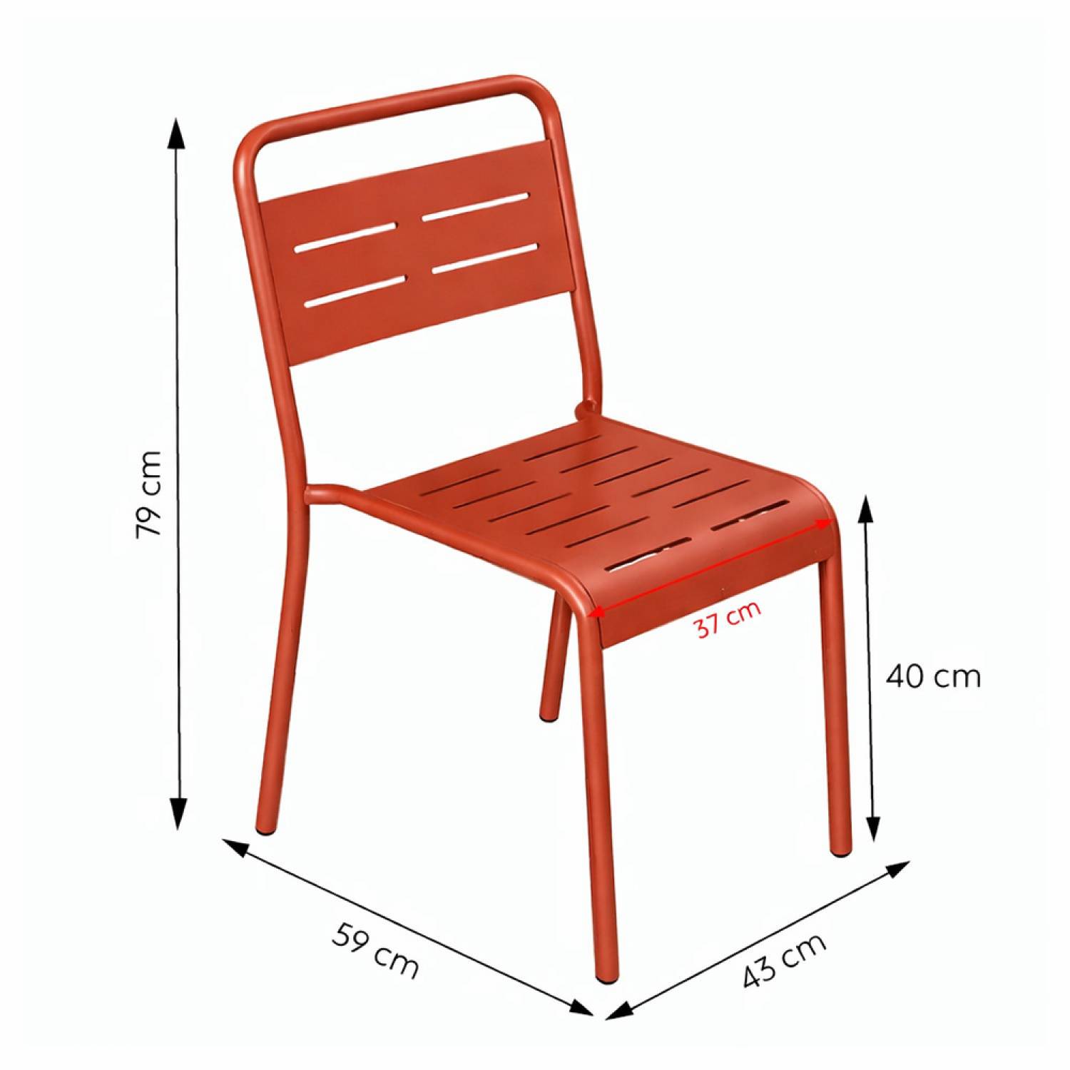 Ensemble de 4 chaises de jardin empilables terracotta BERGAME - Image 3